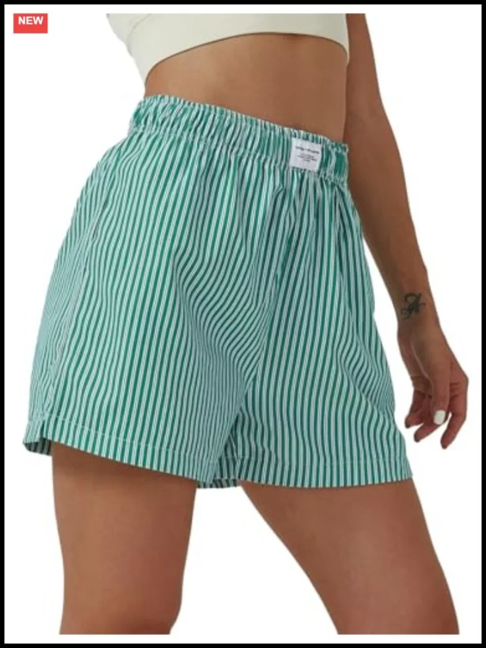 High Waisted Striped Straight Leg Summer Shorts with Pockets